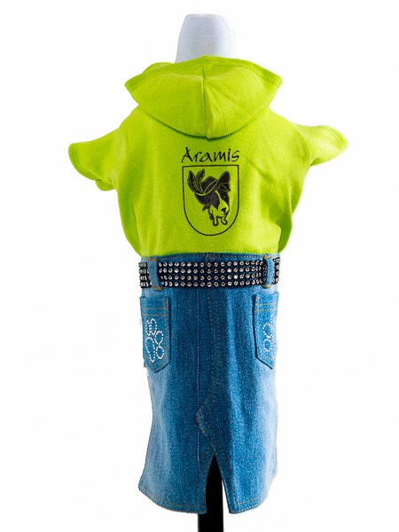 Suņu apģērbs Krekls ar kapuci un džinsu svarciņu, XS