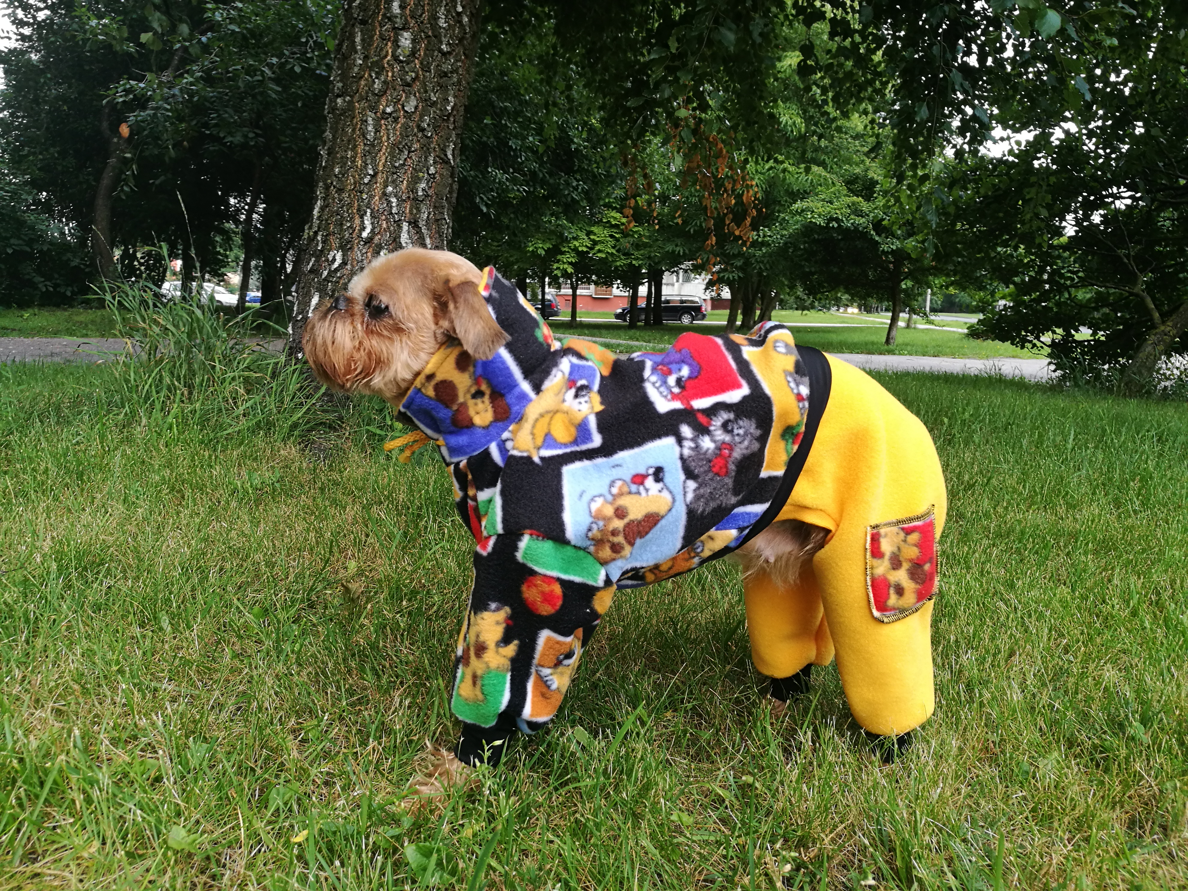 Ziemas suņu apģērbs - silts ērts plīša kombinezons